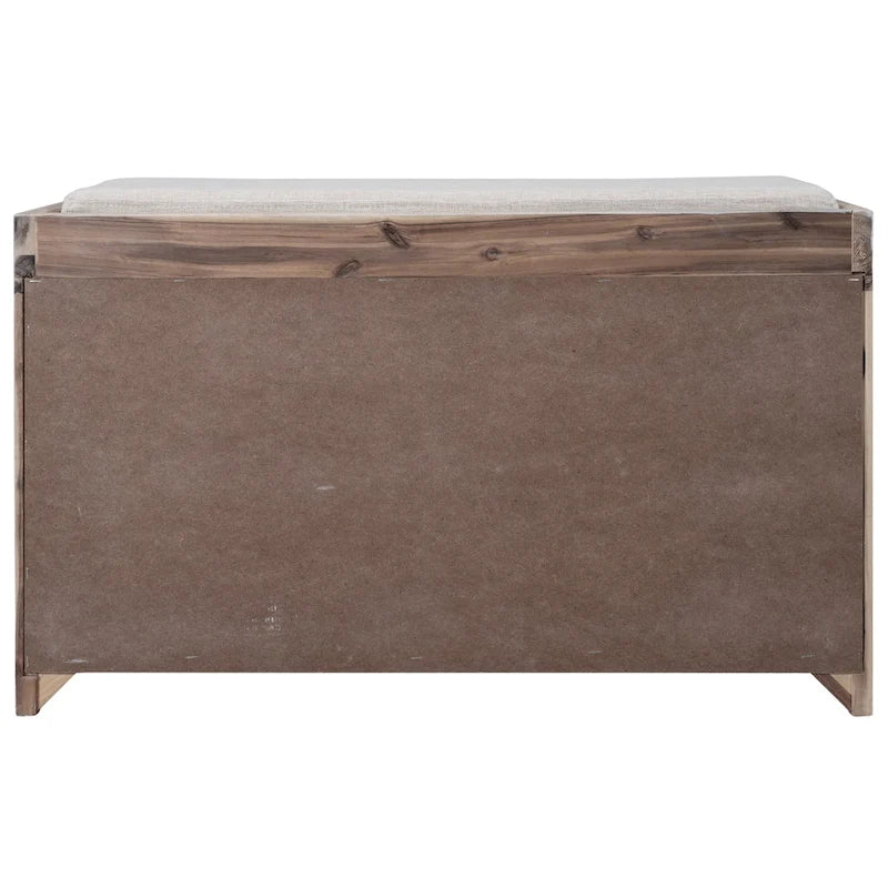 Storage Bench with Cushion, 2 Drawers & Basket – Espresso / Oak / White / Blue, 1-Seater