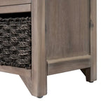 Storage Bench with Cushion, 2 Drawers & Basket – Espresso / Oak / White / Blue, 1-Seater