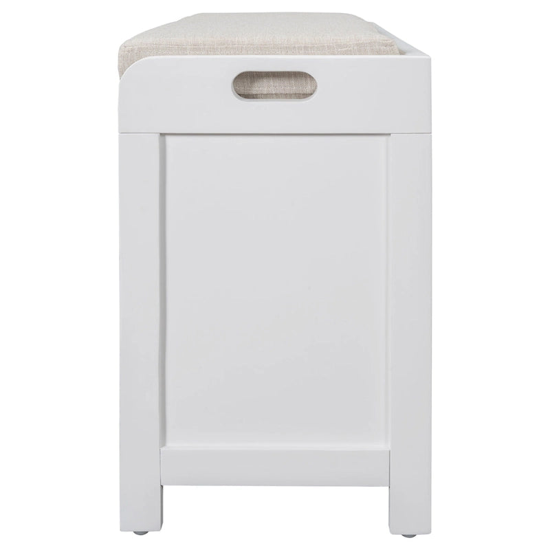 Storage Bench with Cushion, 2 Drawers & Basket – Espresso / Oak / White / Blue, 1-Seater