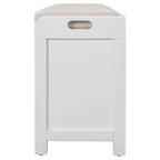 Storage Bench with Cushion, 2 Drawers & Basket – Espresso / Oak / White / Blue, 1-Seater