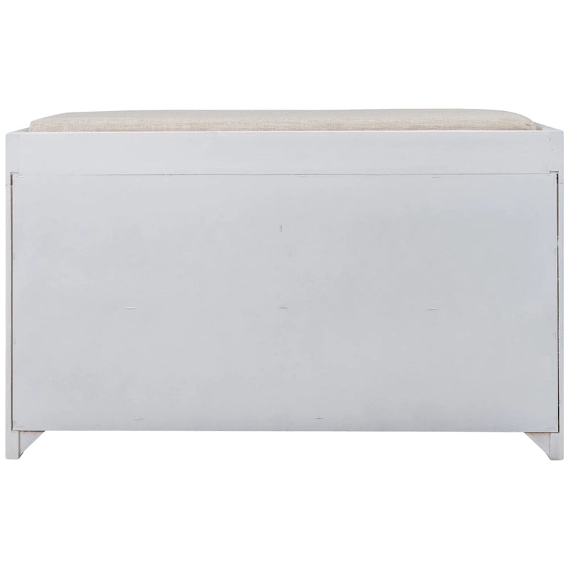 Storage Bench with Cushion, 2 Drawers & Basket – Espresso / Oak / White / Blue, 1-Seater