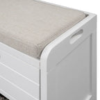 Storage Bench with Cushion, 2 Drawers & Basket – Espresso / Oak / White / Blue, 1-Seater