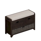 Storage Bench with Cushion, 2 Drawers & Basket – Espresso / Oak / White / Blue, 1-Seater