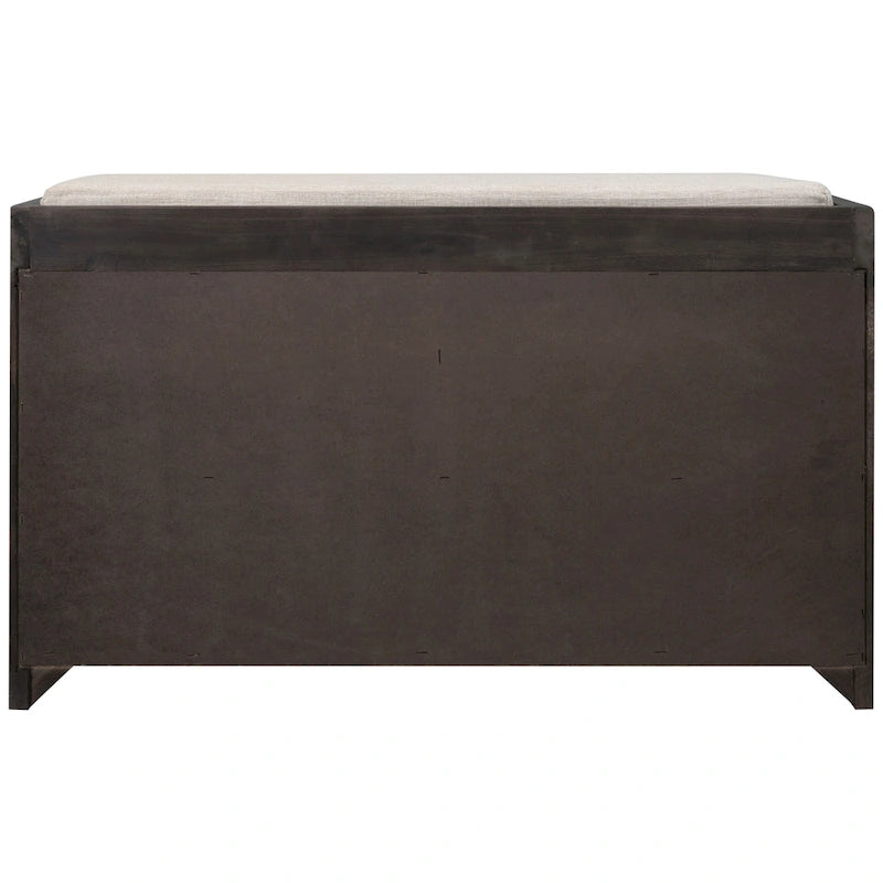 Storage Bench with Cushion, 2 Drawers & Basket – Espresso / Oak / White / Blue, 1-Seater