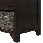 Storage Bench with Cushion, 2 Drawers & Basket – Espresso / Oak / White / Blue, 1-Seater