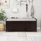 Rustic Storage Bench with Shutter Doors, 2-Seat