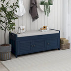 Rustic Storage Bench with Shutter Doors, 2-Seat