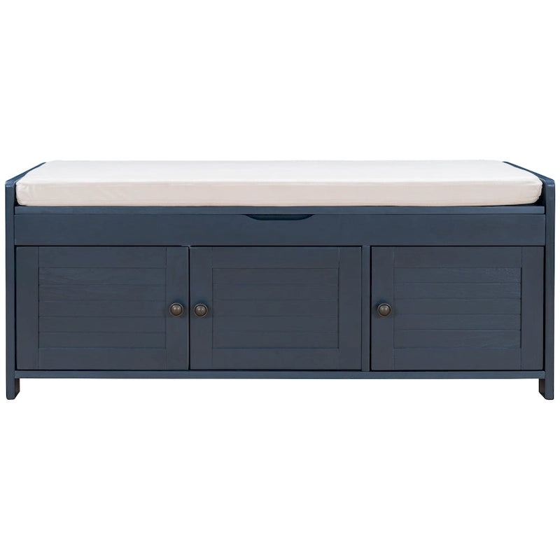 Rustic Storage Bench with Shutter Doors, 2-Seat