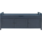 Rustic Storage Bench with Shutter Doors, 2-Seat
