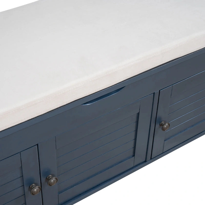 Rustic Storage Bench with Shutter Doors, 2-Seat