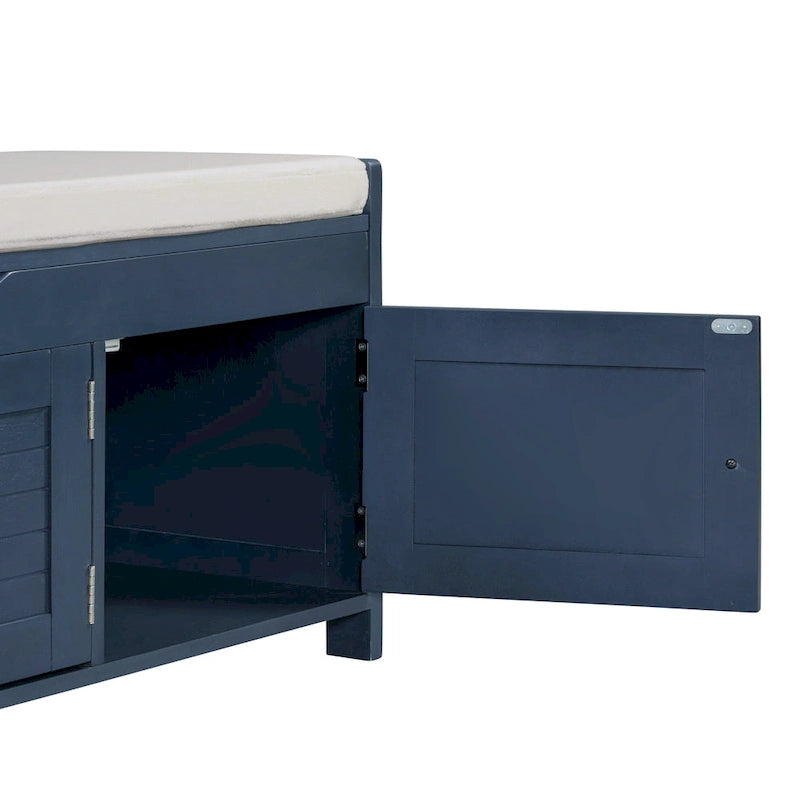 Rustic Storage Bench with Shutter Doors, 2-Seat