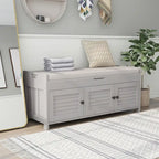Rustic Storage Bench with Shutter Doors, 2-Seat