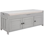 Rustic Storage Bench with Shutter Doors, 2-Seat
