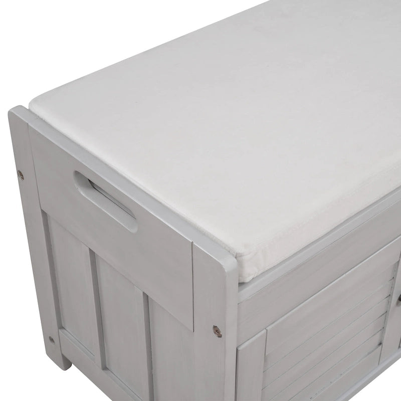 Rustic Storage Bench with Shutter Doors, 2-Seat