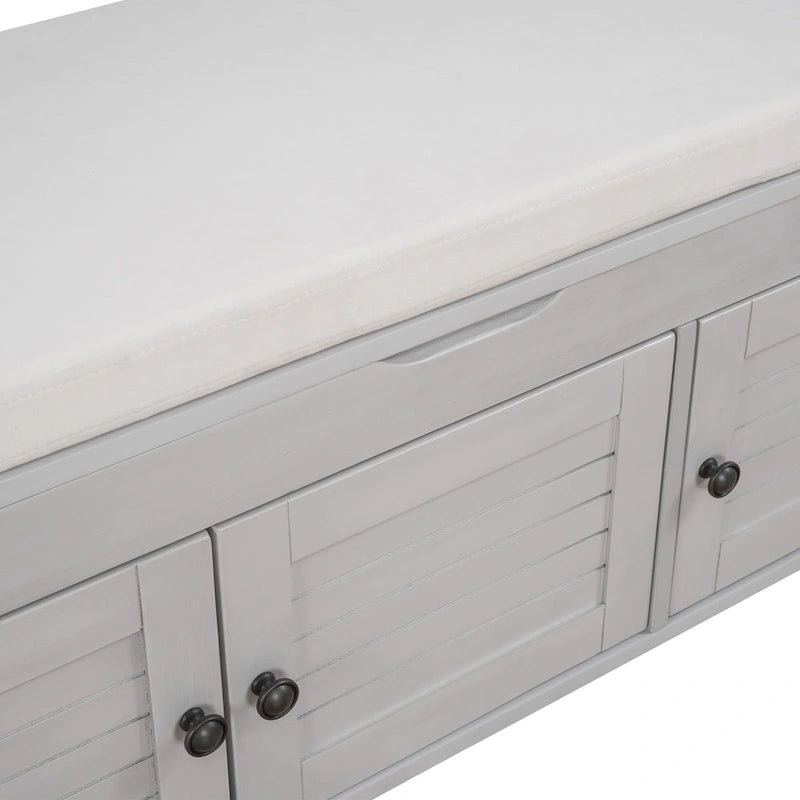 Rustic Storage Bench with Shutter Doors, 2-Seat