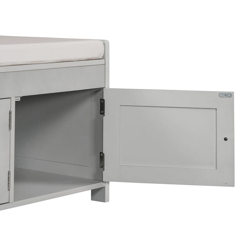 Rustic Storage Bench with Shutter Doors, 2-Seat