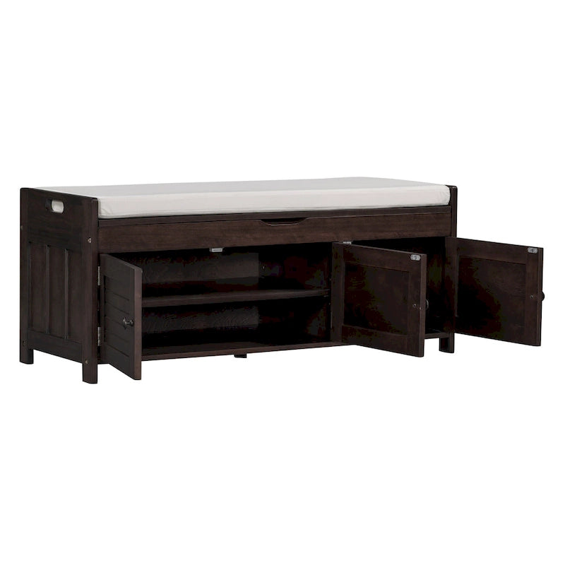 Rustic Storage Bench with Shutter Doors, 2-Seat