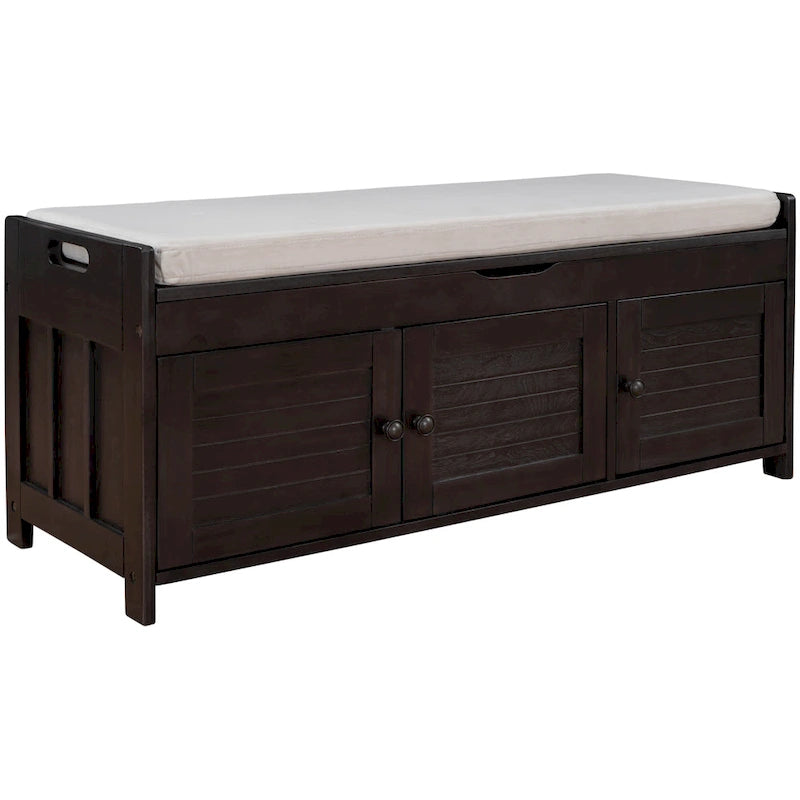 Rustic Storage Bench with Shutter Doors, 2-Seat
