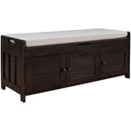 Rustic Storage Bench with Shutter Doors, 2-Seat