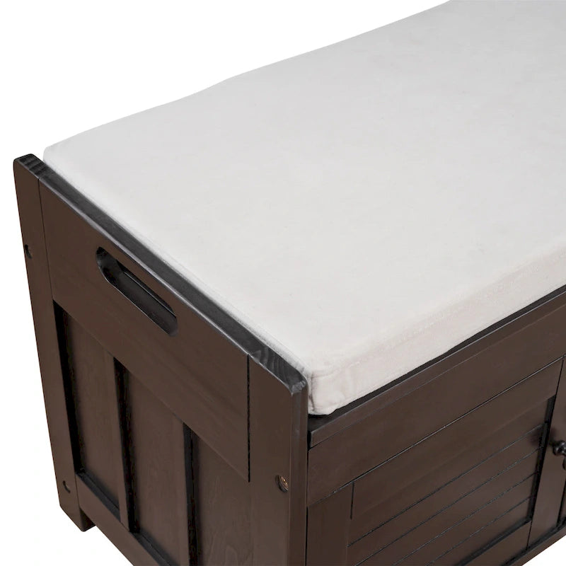Rustic Storage Bench with Shutter Doors, 2-Seat
