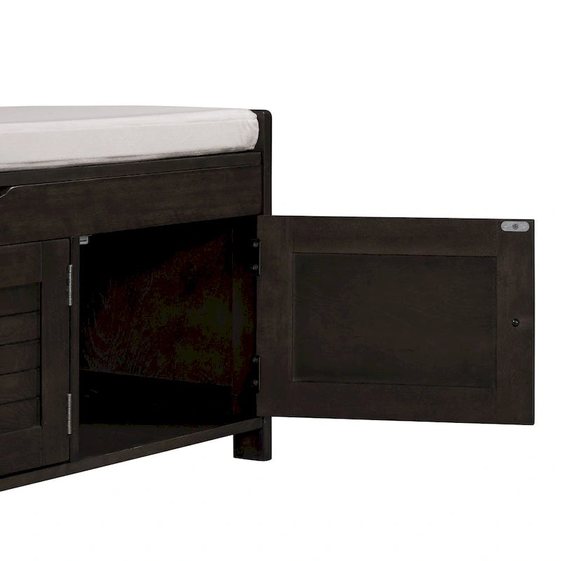 Rustic Storage Bench with Shutter Doors, 2-Seat