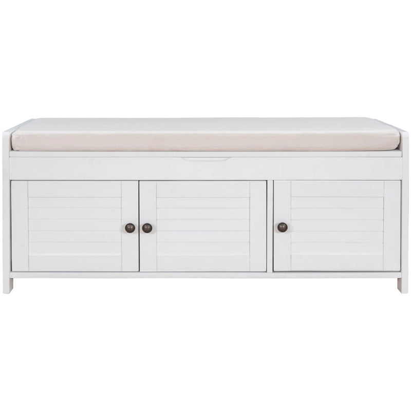 Rustic Storage Bench with Shutter Doors, 2-Seat