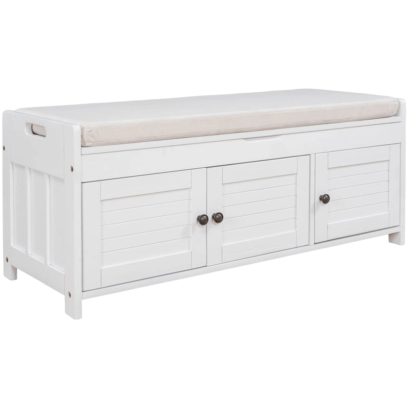 Rustic Storage Bench with Shutter Doors, 2-Seat