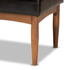 Grey / Dark Brown / Tan Mid-Century Dining Bench, 2-Seat