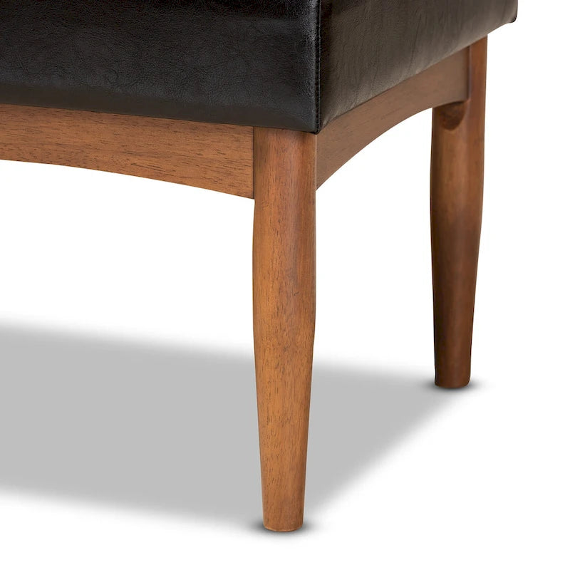 Grey / Dark Brown / Tan Mid-Century Dining Bench, 2-Seat