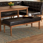 Grey / Dark Brown / Tan Mid-Century Dining Bench, 2-Seat