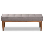Grey / Dark Brown / Tan Mid-Century Dining Bench, 2-Seat