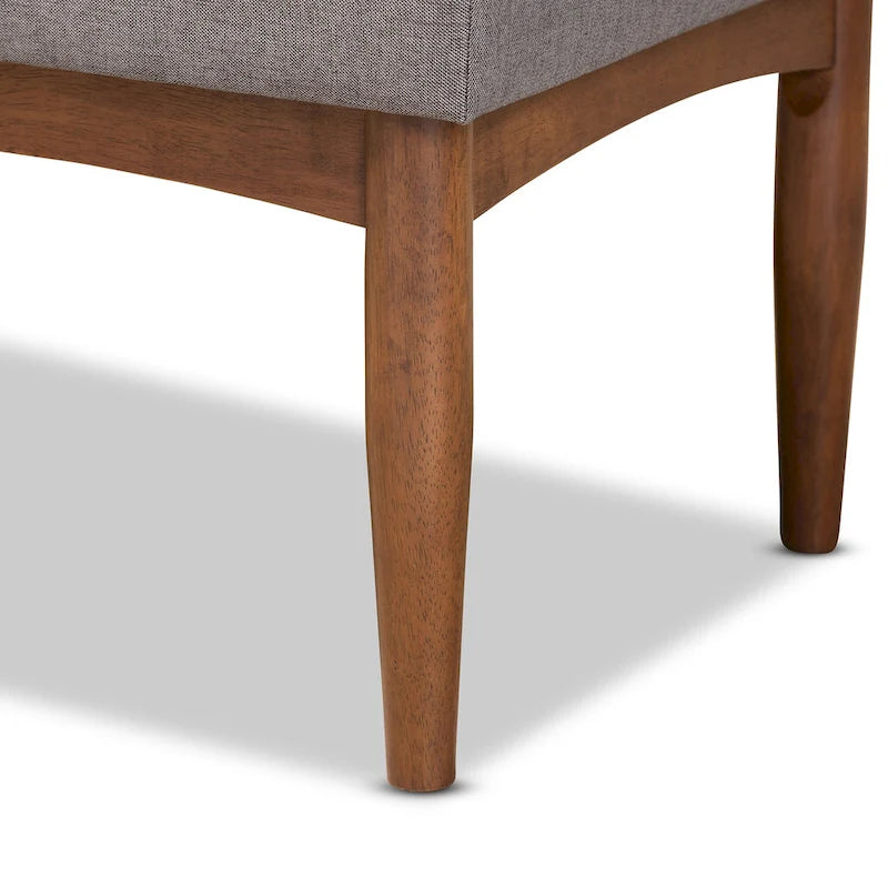 Grey / Dark Brown / Tan Mid-Century Dining Bench, 2-Seat