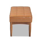 Grey / Dark Brown / Tan Mid-Century Dining Bench, 2-Seat
