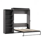 Queen Murphy Bed with Side Shelves, White & Walnut Grey / Bark Gray & Graphite, Sleeps 2