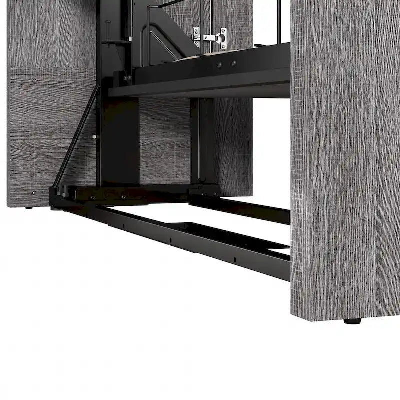 Queen Murphy Bed with Side Shelves, White & Walnut Grey / Bark Gray & Graphite, Sleeps 2