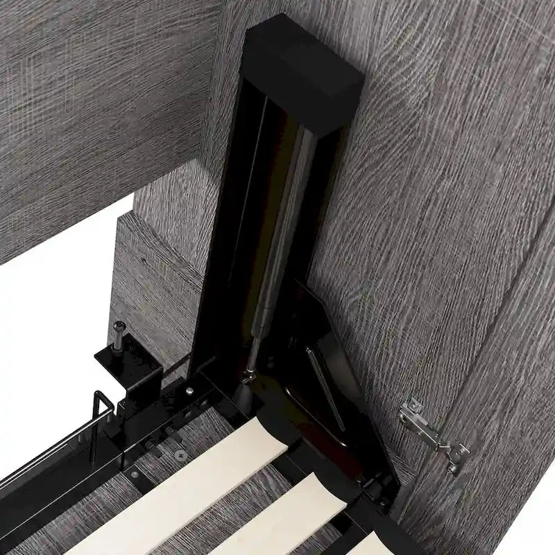 Queen Murphy Bed with Side Shelves, White & Walnut Grey / Bark Gray & Graphite, Sleeps 2