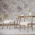 Light Ash Ladder-Back Upholstered Dining Chair, Set of 2