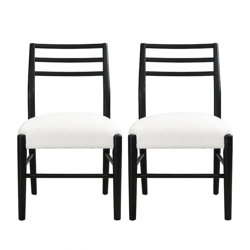 Light Ash Ladder-Back Upholstered Dining Chair, Set of 2