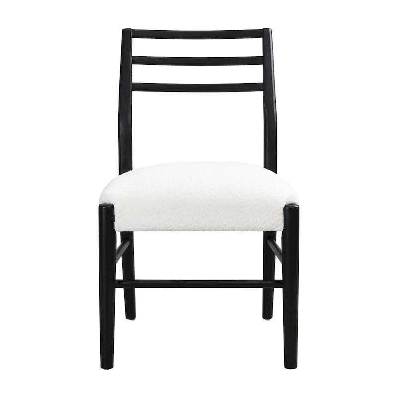 Light Ash Ladder-Back Upholstered Dining Chair, Set of 2