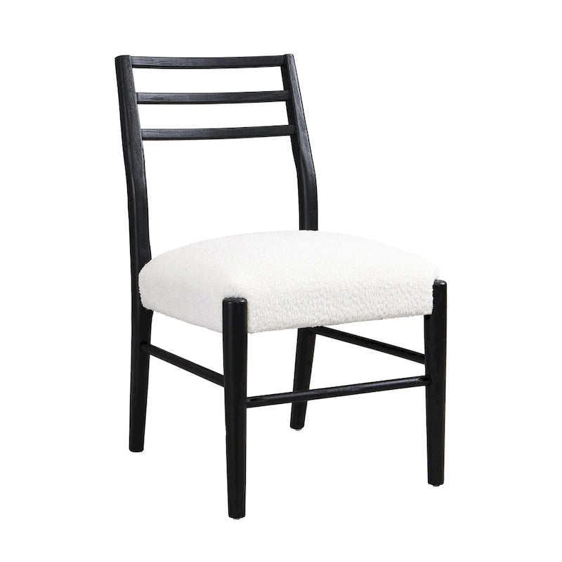 Light Ash Ladder-Back Upholstered Dining Chair, Set of 2