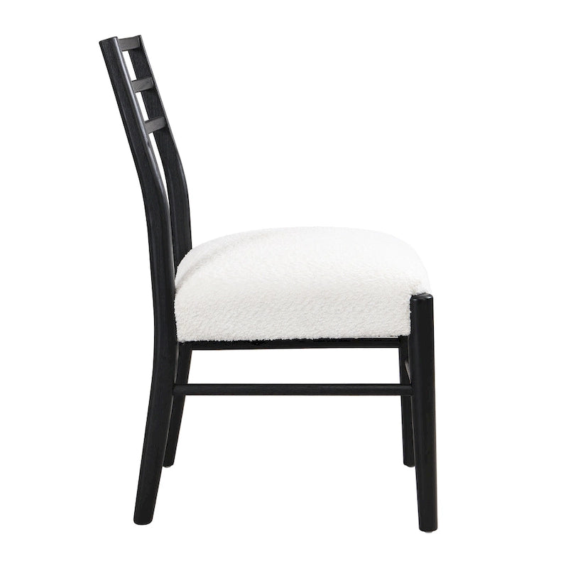 Light Ash Ladder-Back Upholstered Dining Chair, Set of 2