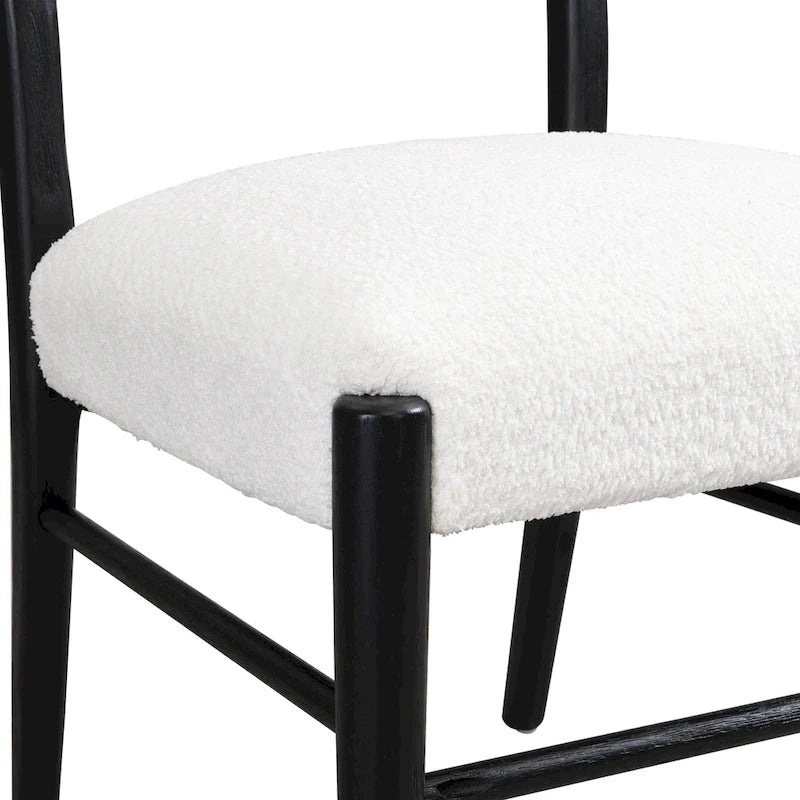 Light Ash Ladder-Back Upholstered Dining Chair, Set of 2