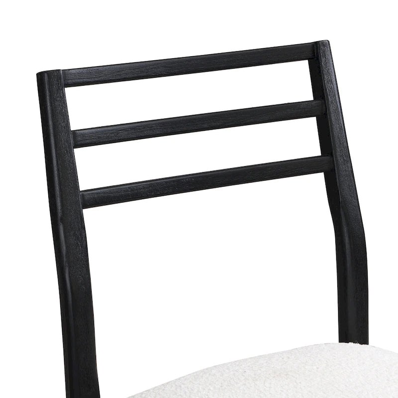 Light Ash Ladder-Back Upholstered Dining Chair, Set of 2