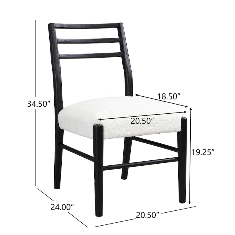 Light Ash Ladder-Back Upholstered Dining Chair, Set of 2