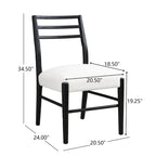 Light Ash Ladder-Back Upholstered Dining Chair, Set of 2