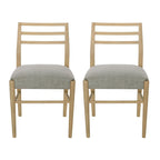 Light Ash Ladder-Back Upholstered Dining Chair, Set of 2