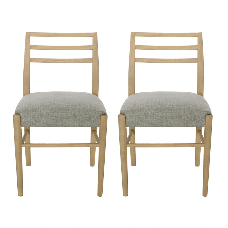 Light Ash Ladder-Back Upholstered Dining Chair, Set of 2