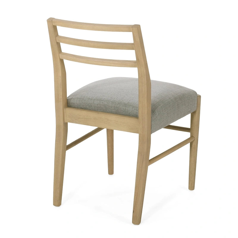 Light Ash Ladder-Back Upholstered Dining Chair, Set of 2