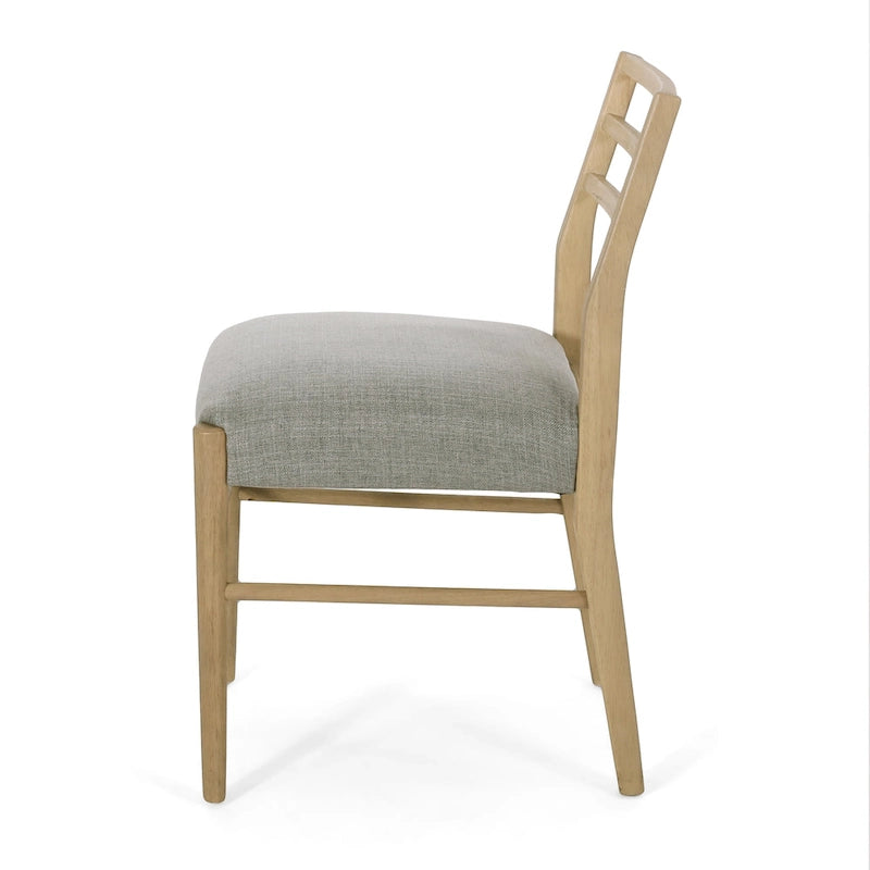 Light Ash Ladder-Back Upholstered Dining Chair, Set of 2