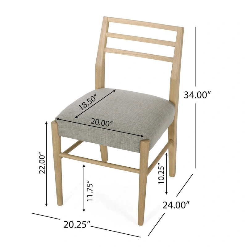 Light Ash Ladder-Back Upholstered Dining Chair, Set of 2